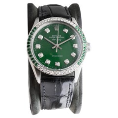 Olex Stahl Air-King mit maßgefertigtem Diamant-Zifferblatt und Diamant- und Smaragd-Lünette