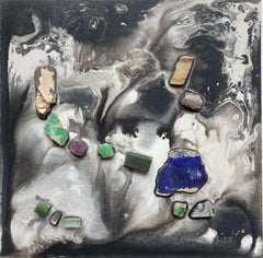 Unity of elements n°1 - peinture abstraite avec pierres 