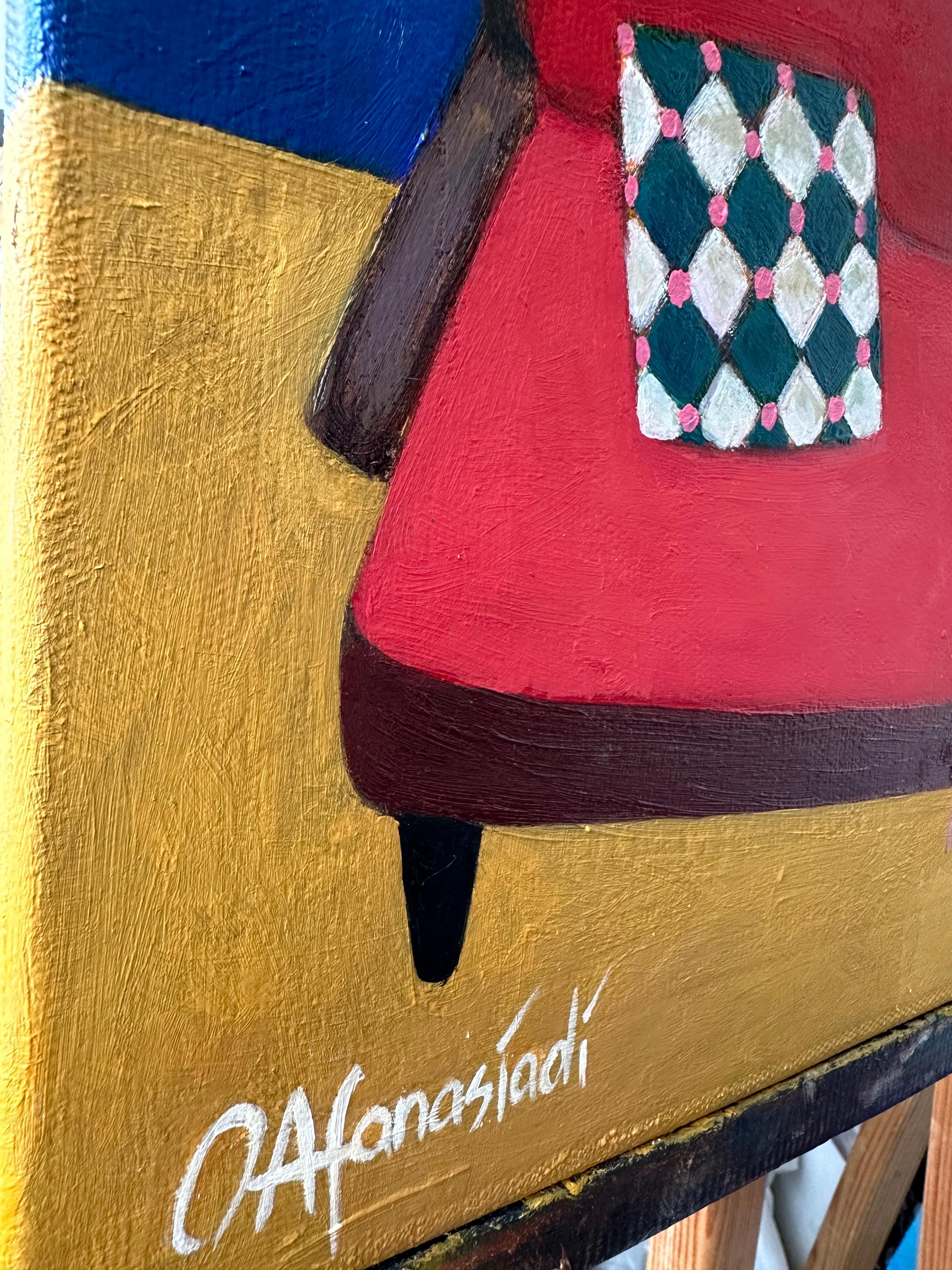 Interno georgiano. pittura ad olio in vendita 6
