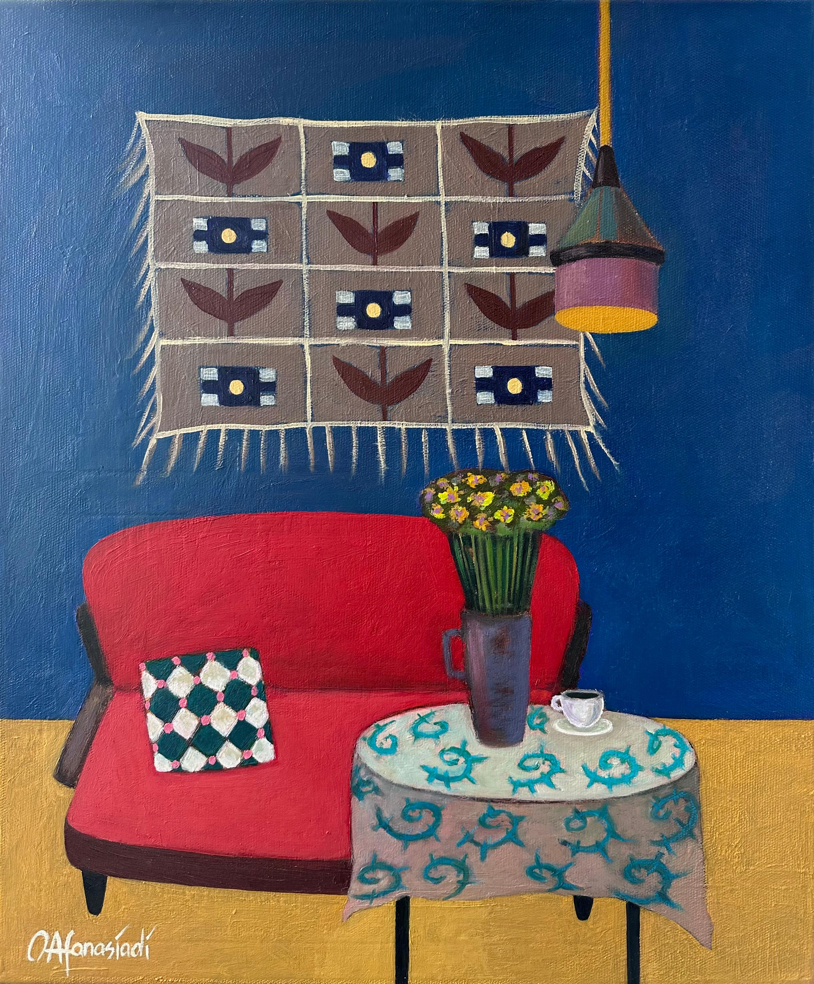 Interior georgiano. pintura al óleo