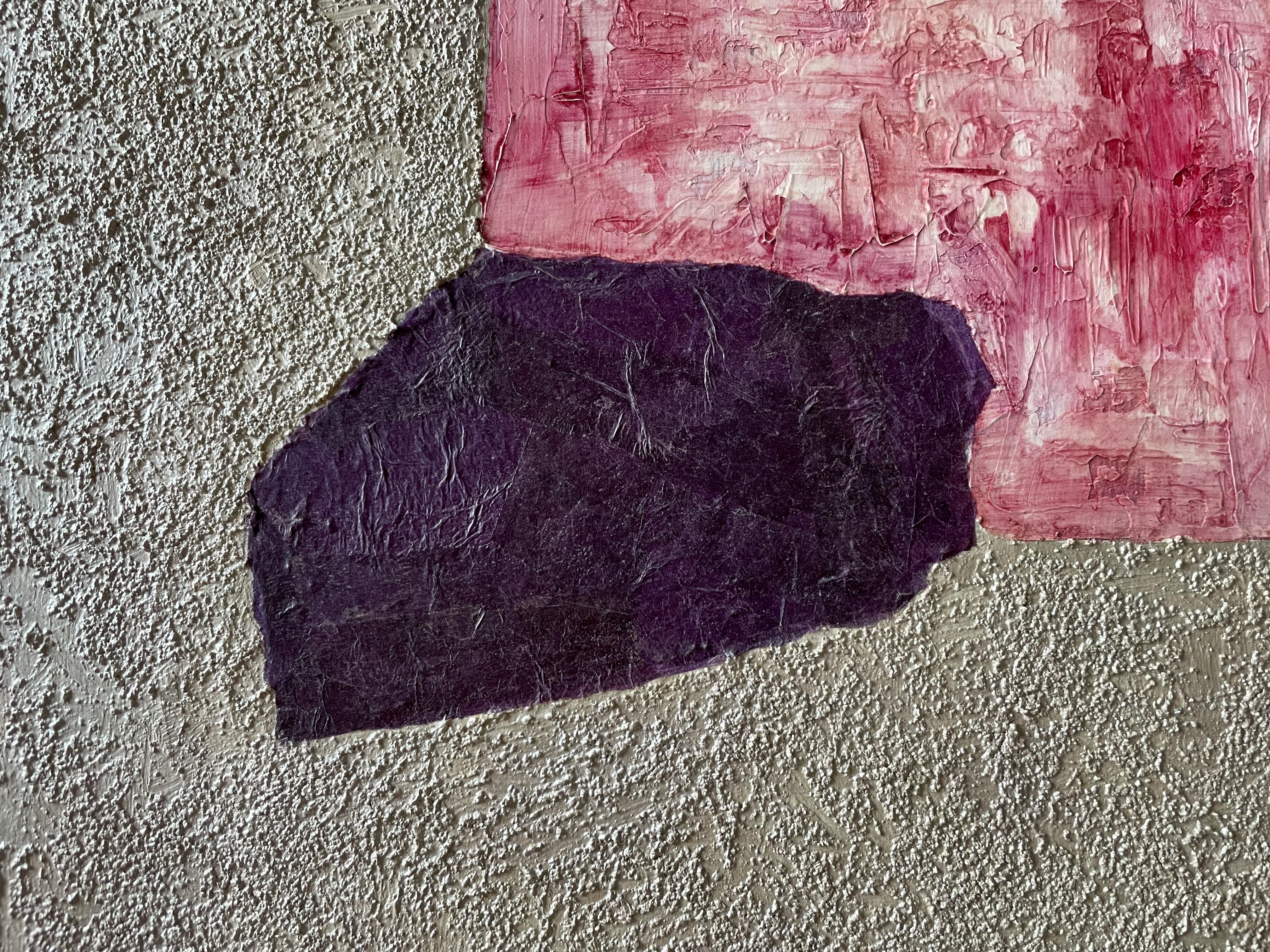 Composition carrée dans le genre du conceptualisme. Cette peinture mixte présente un contraste et une palette de couleurs 