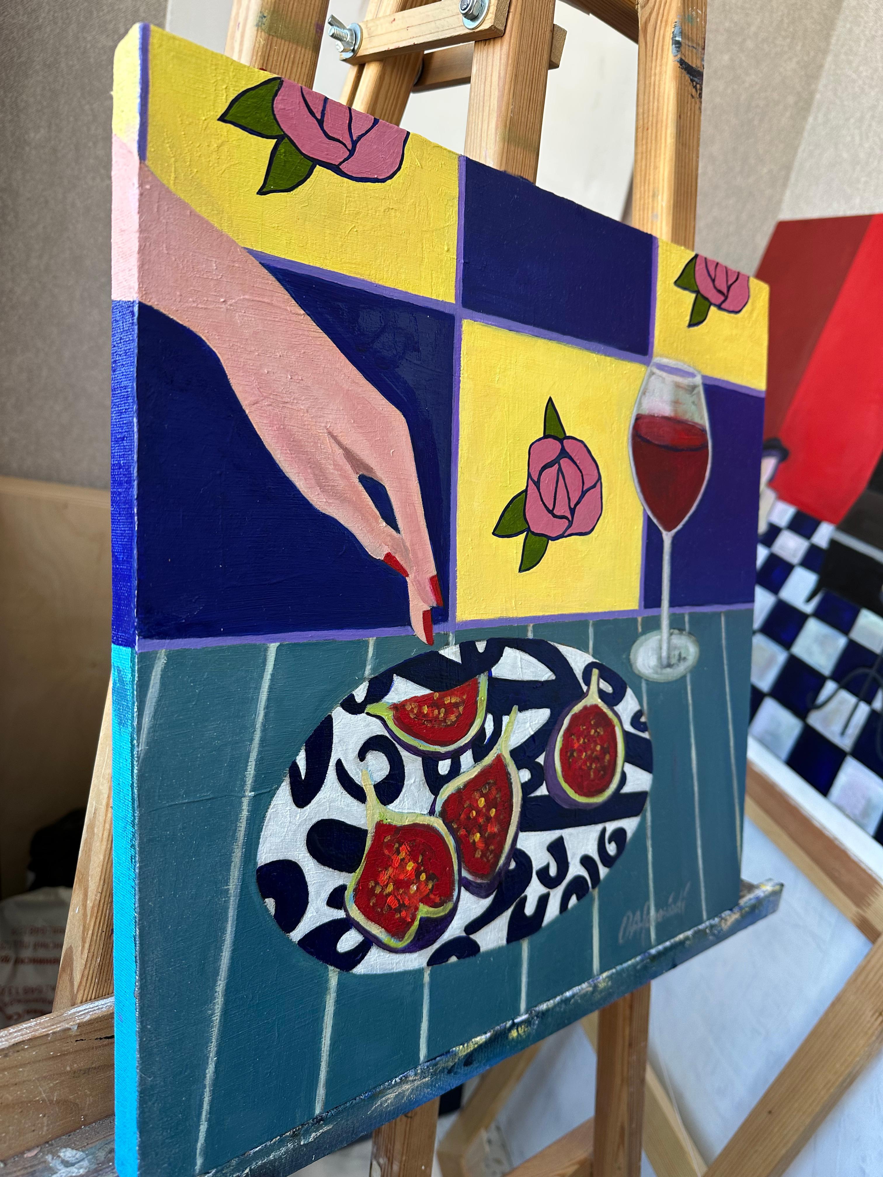 Still life with figs and vine For Sale 5