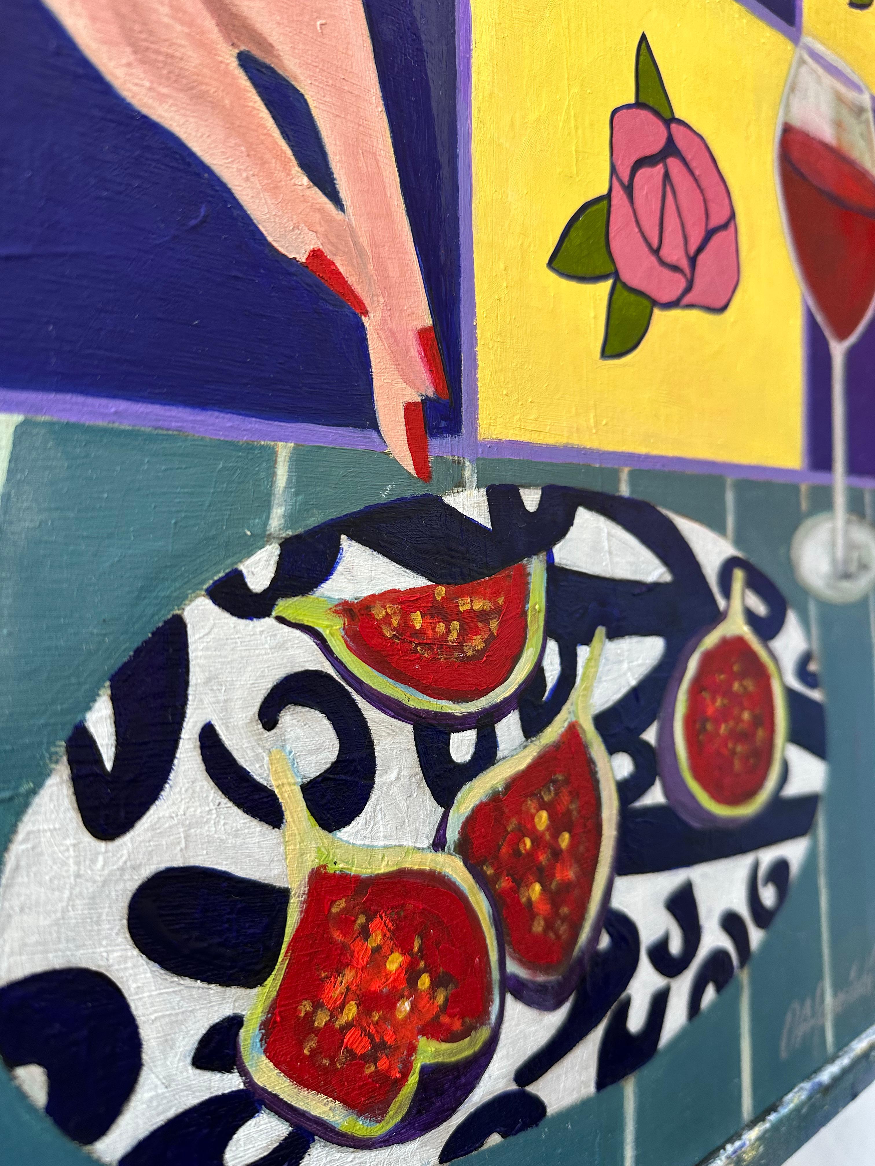 Still life with figs and vine For Sale 7