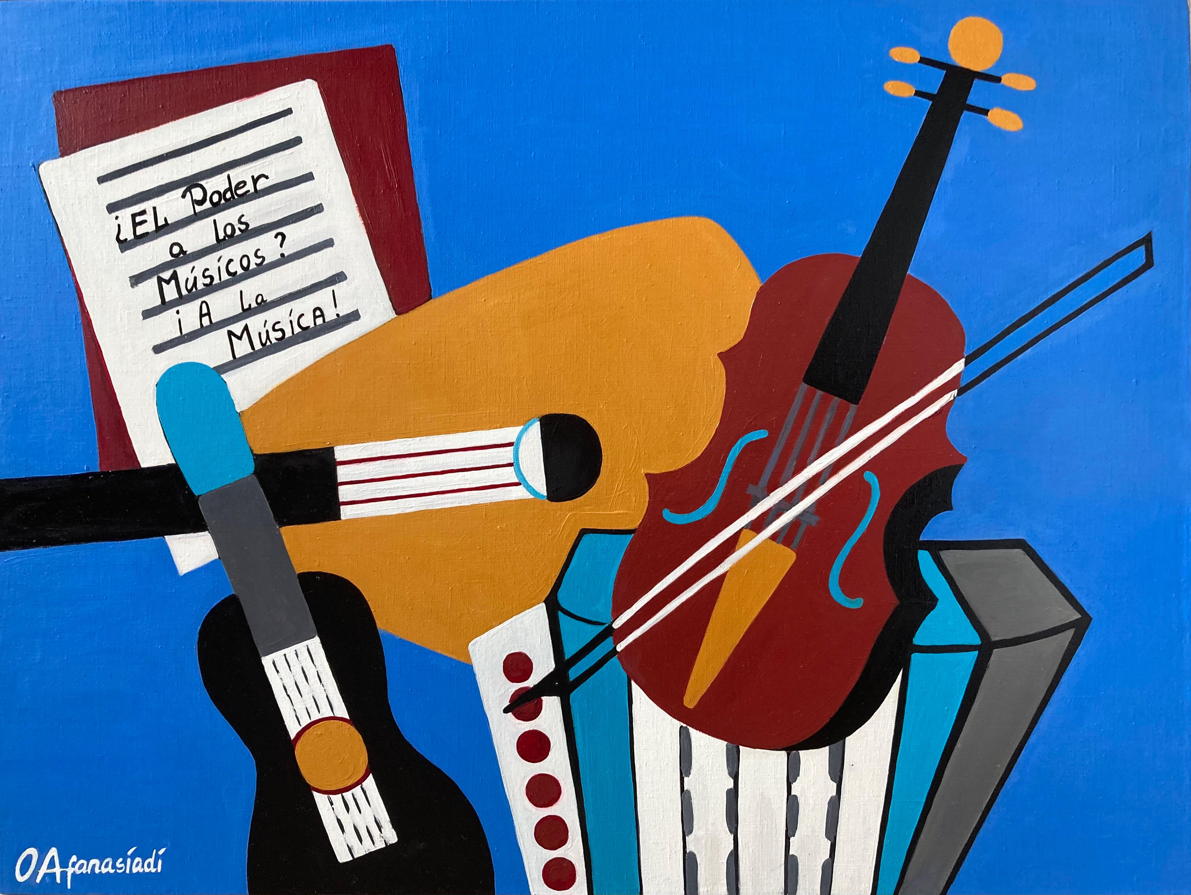 Stillife with musical instruments  - Painting by Olga Afanasiadi