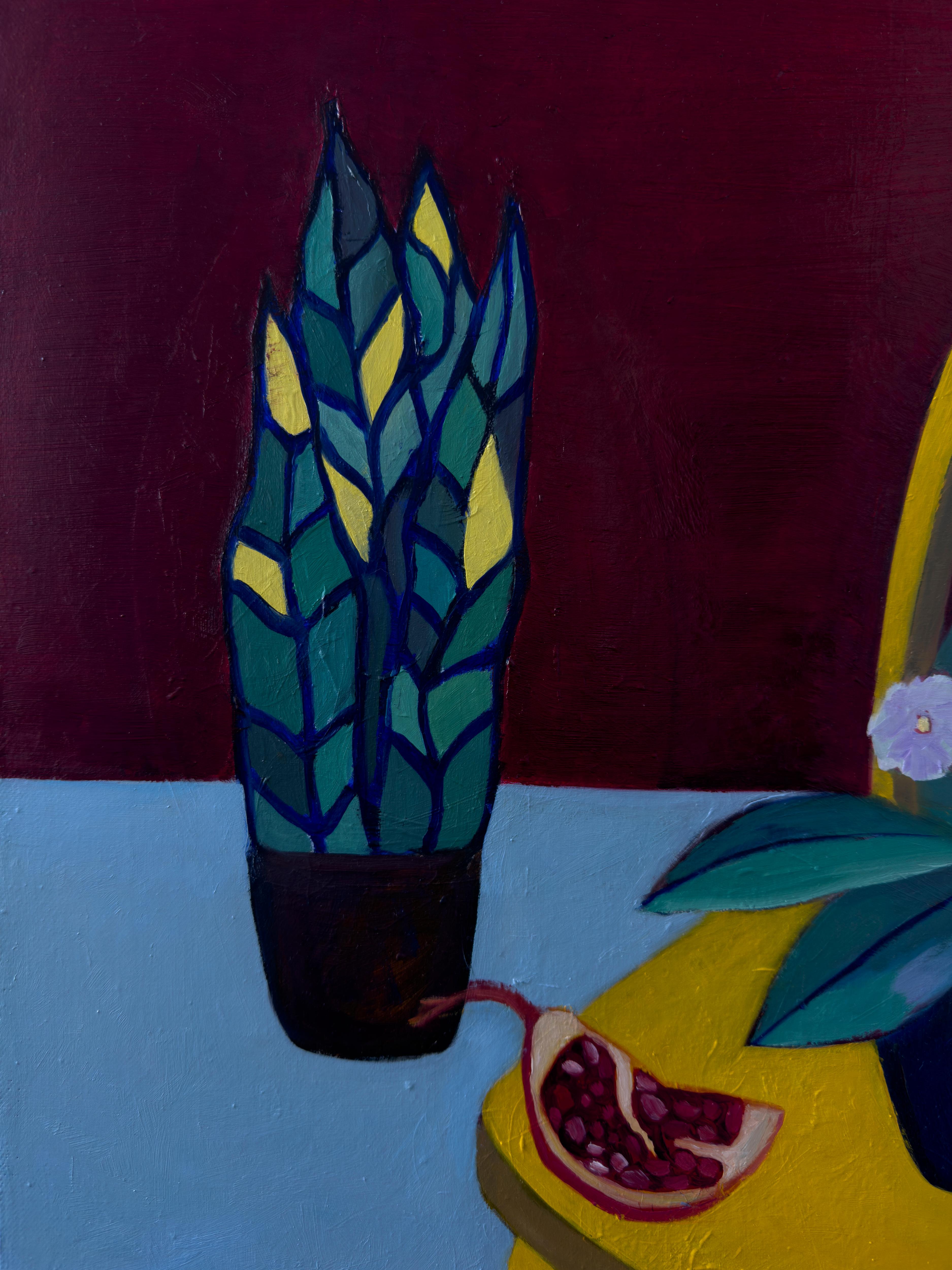 Stillife mit Granatapfel (Schwarz), Interior Painting, von Olga Afanasiadi