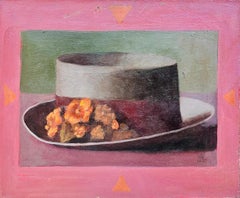 FLORAL HAT WITH PINK BORDER - Still life / Realism / Oil Painting / Boutique