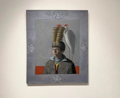 SELF PORTRAIT WITH WHITE CRANE - Woman in Hat / Bird and Female Figure