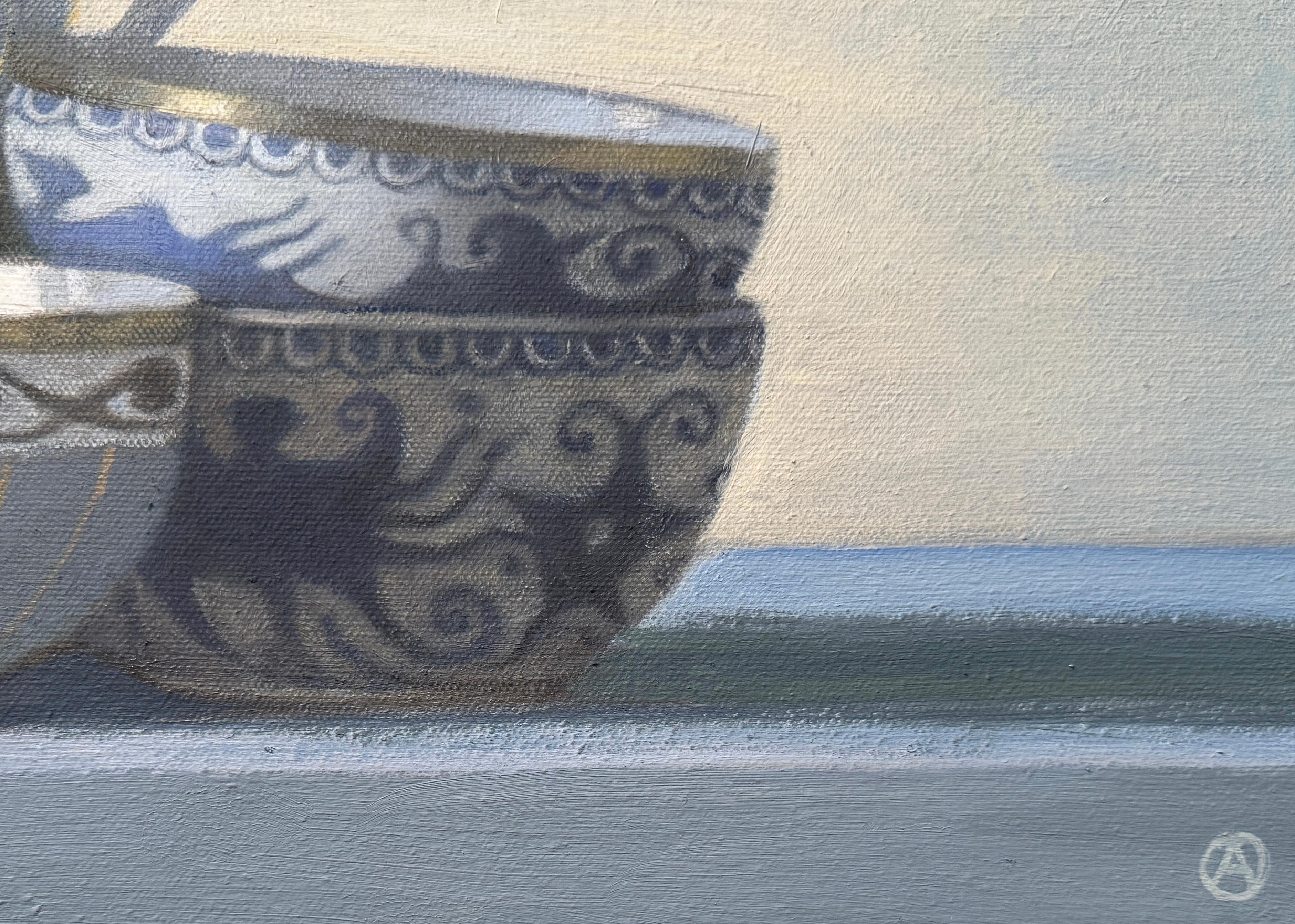 SIX BLUE CUPS - Still life /  Realism / Teacups / Kitchen For Sale 1