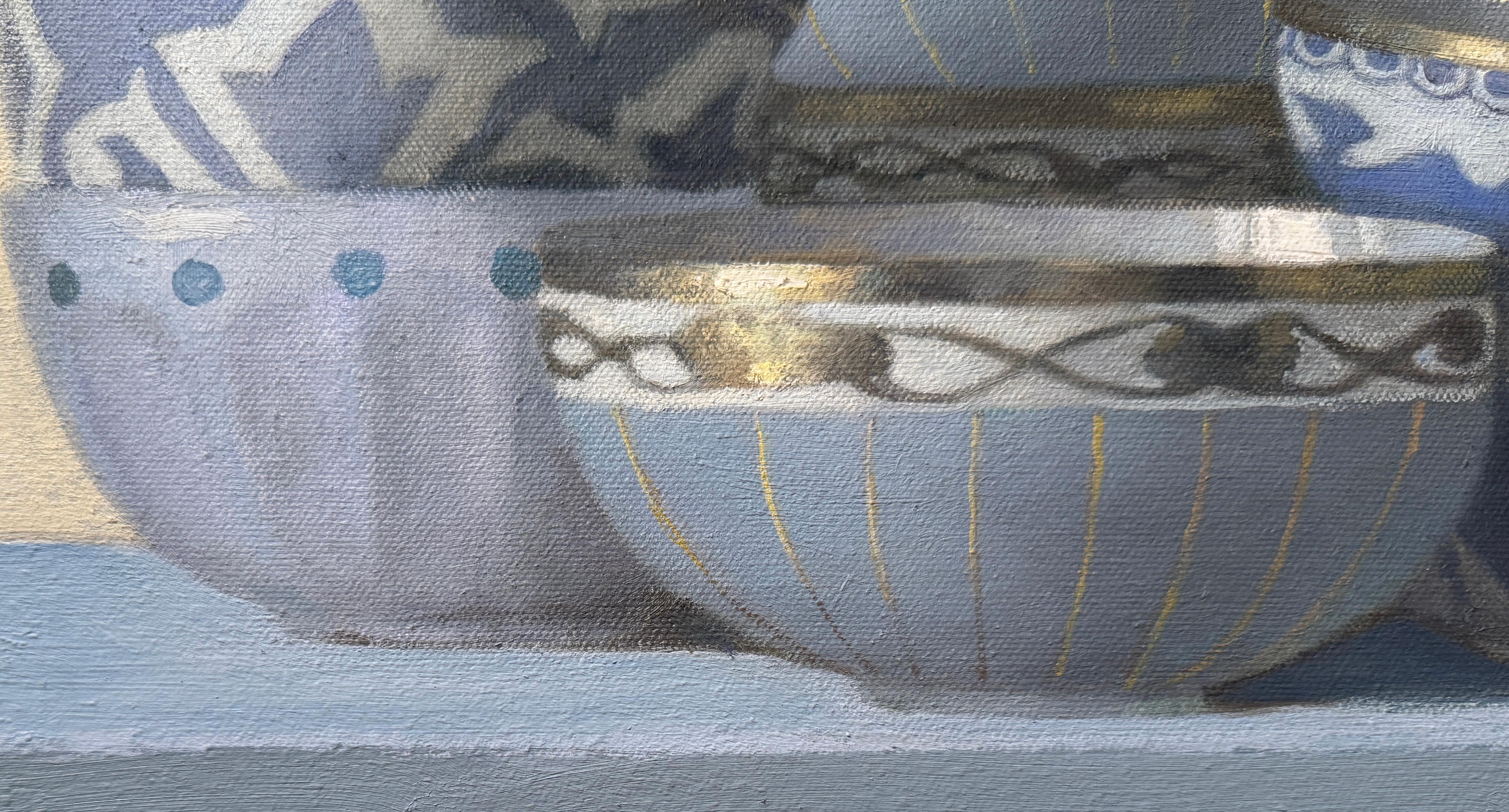 SIX BLUE CUPS - Still life /  Realism / Teacups / Kitchen For Sale 2