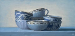 SEIS TAZAS AZULES - Bodegón /  Realismo / Tazas de té / Cocina