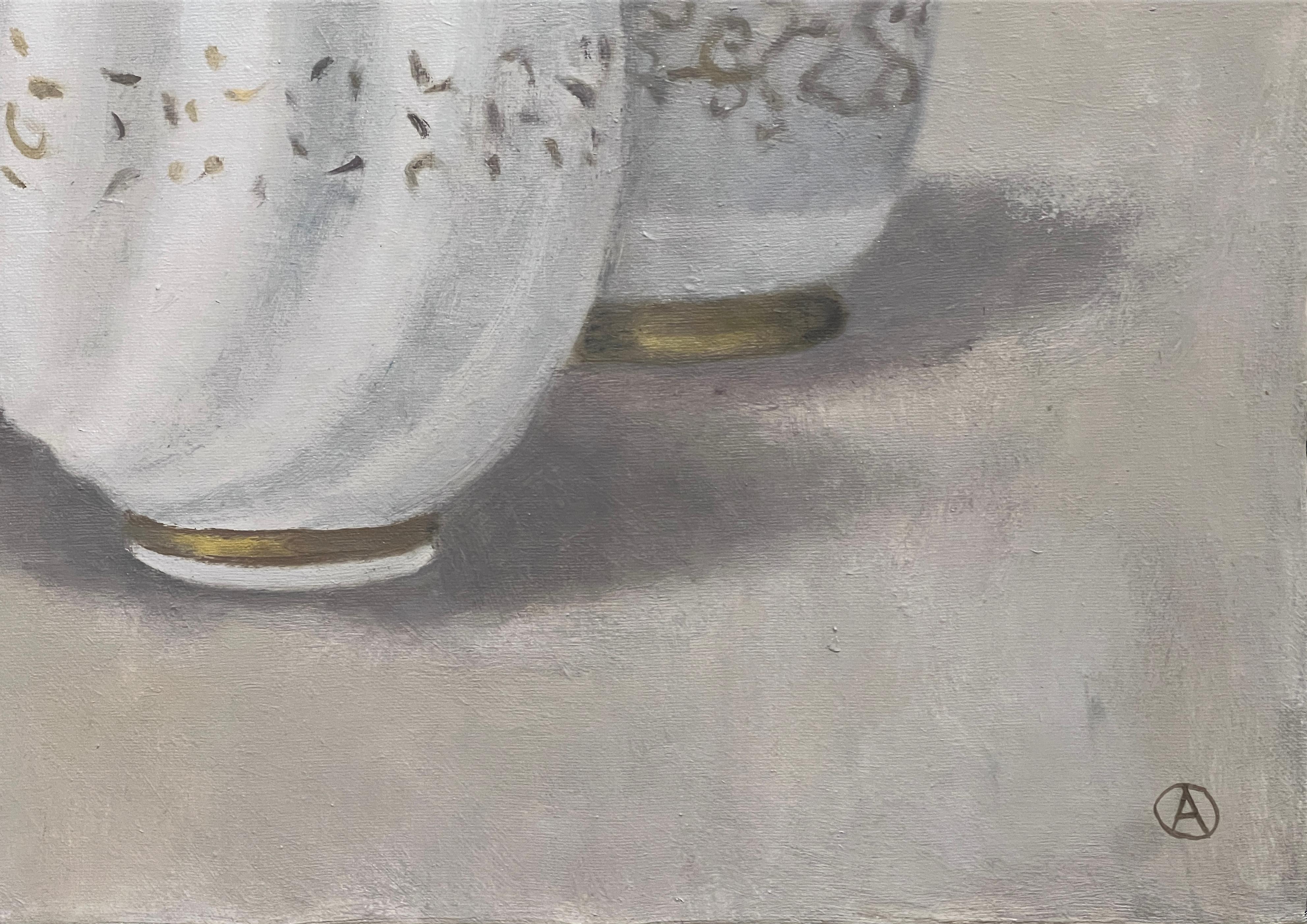 TEA CUP WITH BLUE FISH - Contemporary Still life / Traditional Realism For Sale 3