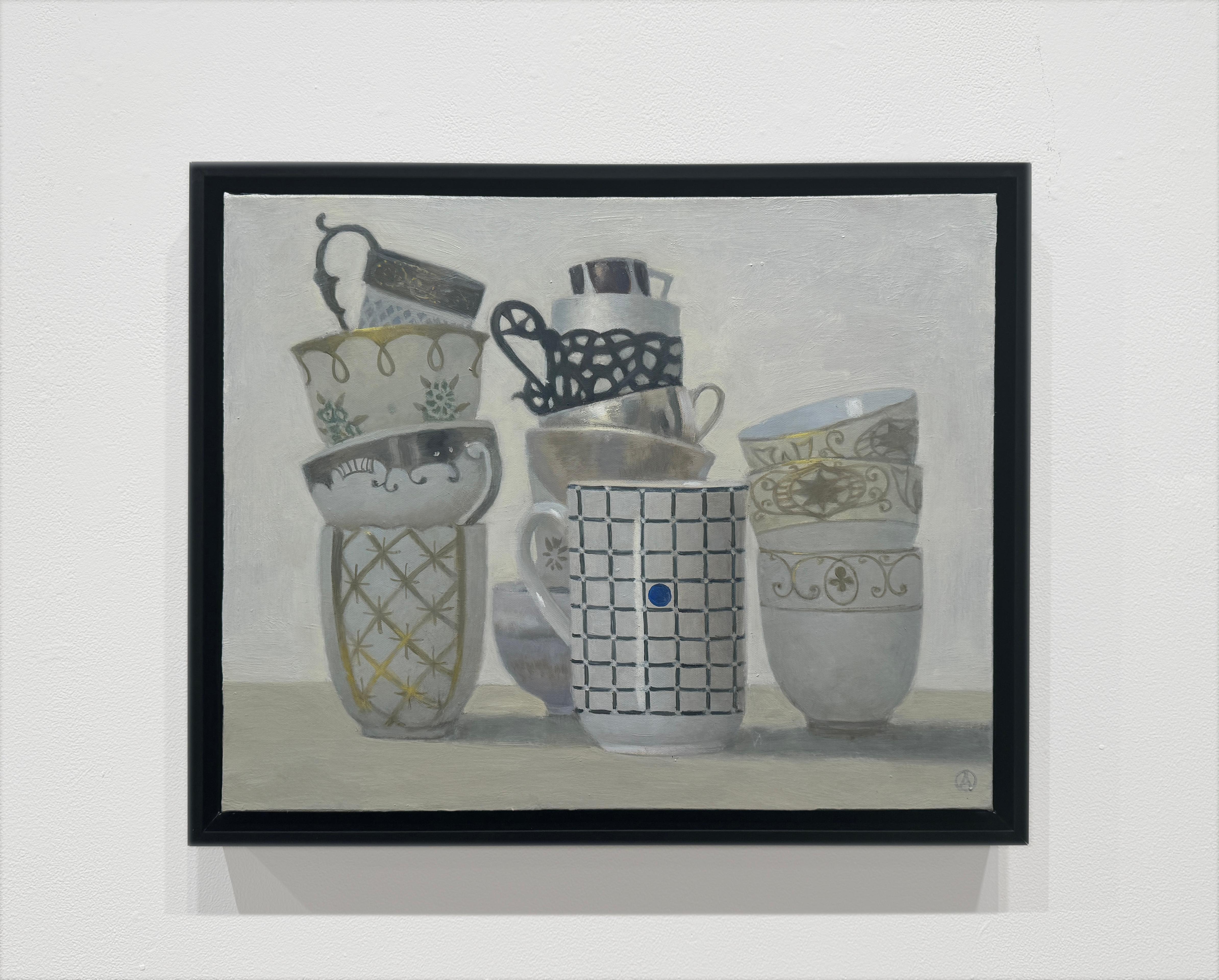 TEACUPS - Contemporary Still Life / Russian American Artist - Painting by Olga Antonova