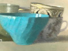 "Elegant Still Life of Turquoise Cup with Other Cups" Oil Paint