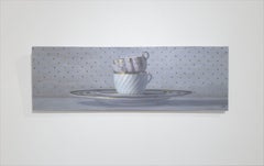 TWO STACKED CUPS ON POLKA DOTS - Realism / Still Life / Teacups / Kitchen