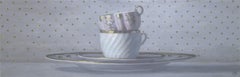 TWO STACKED CUPS ON POLKA DOTS - Realism / Still Life / Teacups / Kitchen