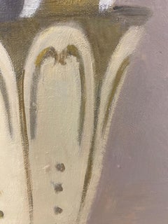 "Two Stacked Tiers of White and Gold Cups with Plums" Elegant Still Life Dishes