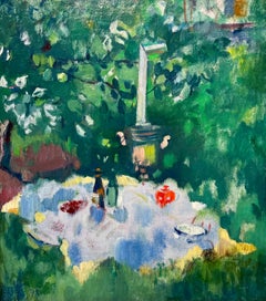 "Samovar ", Breakfast on the lawn, green, oil, cm. 43 x 48  1989