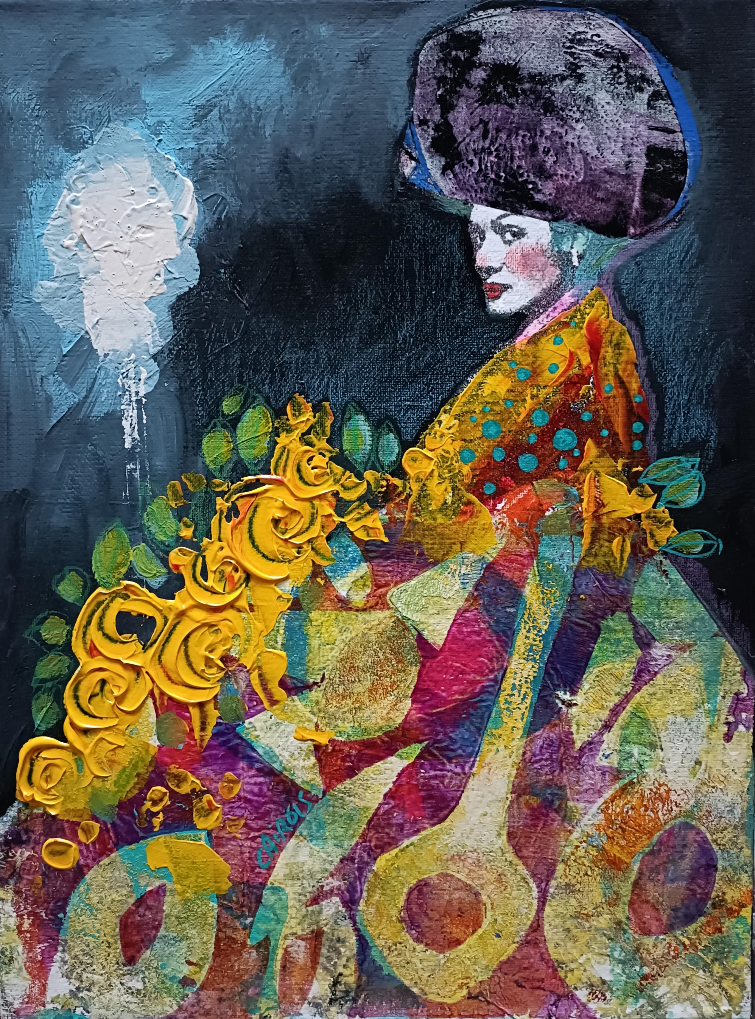 Yellow Roses - Mixed Media Art by Olga Cairols