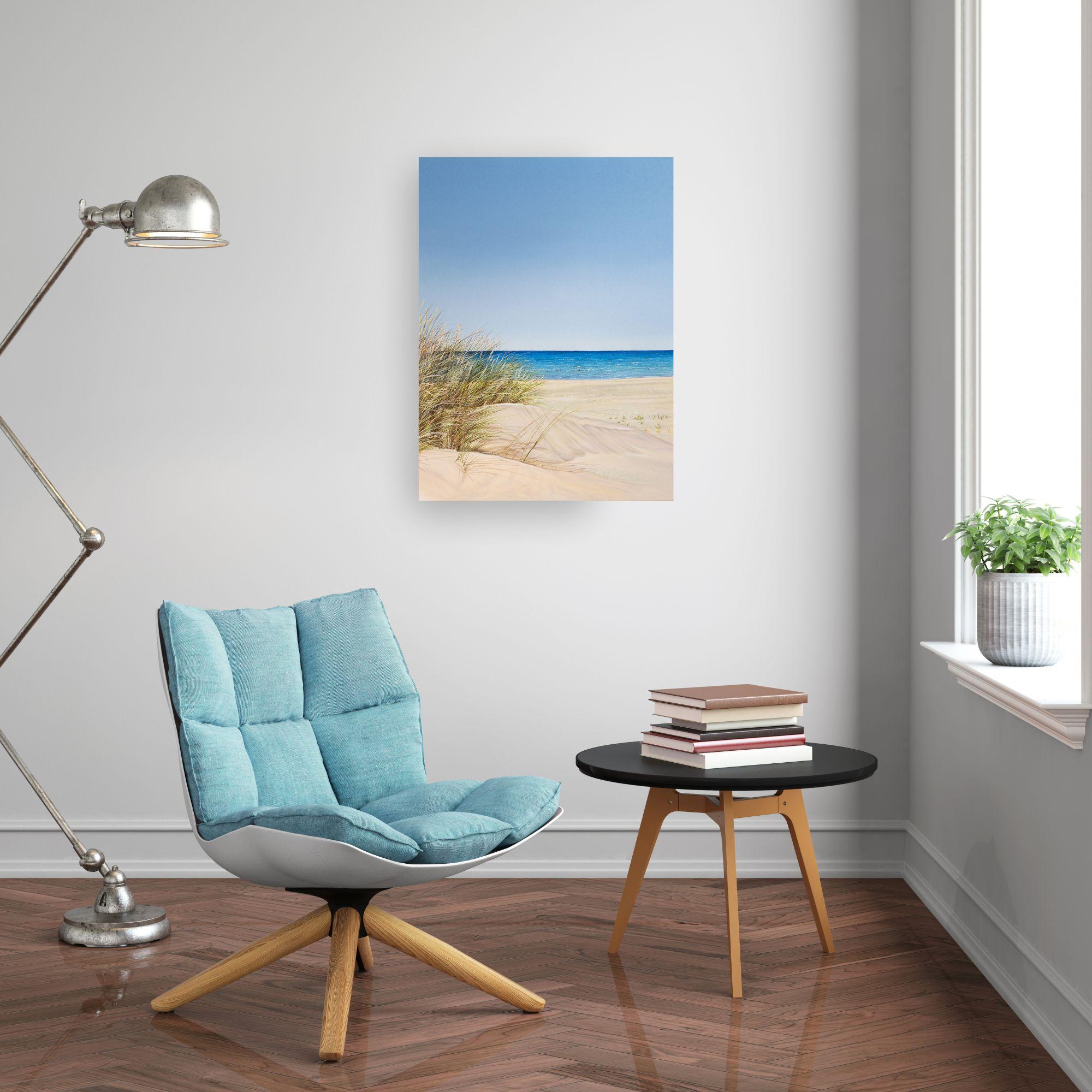 Reeds by the Shore - original realism seascape oil painting-contemporary Art For Sale 1
