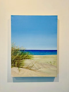 Reeds by the Shore - peinture à l'huile réaliste de paysage marin - Art contemporain