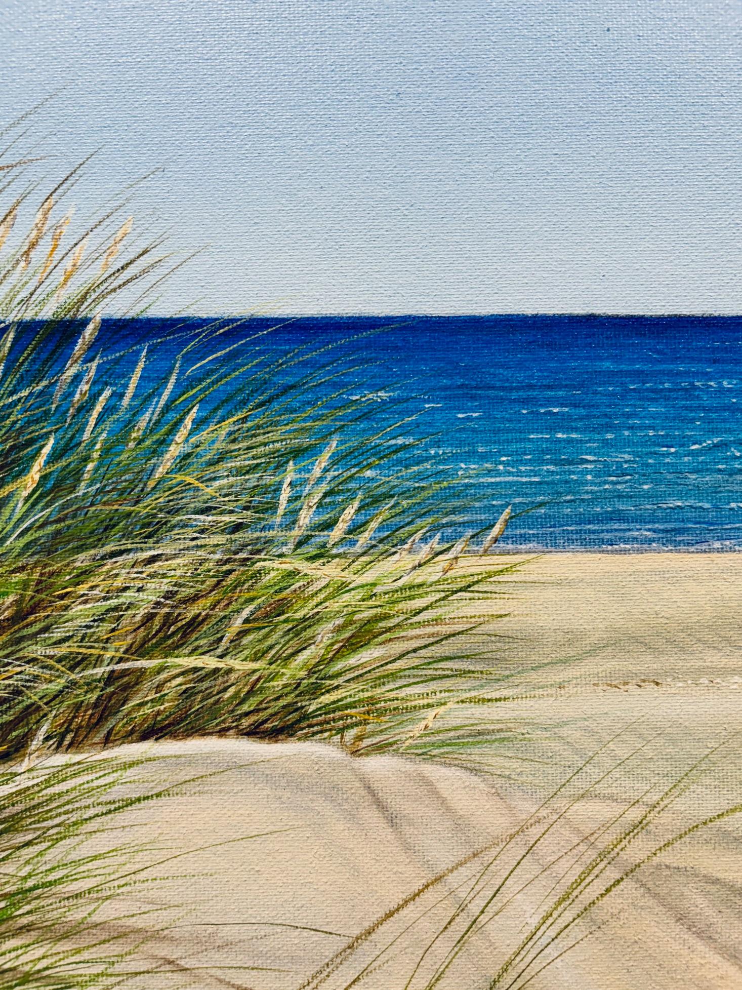 Reeds by the Shore - original realism seascape oil painting-contemporary Art For Sale 4