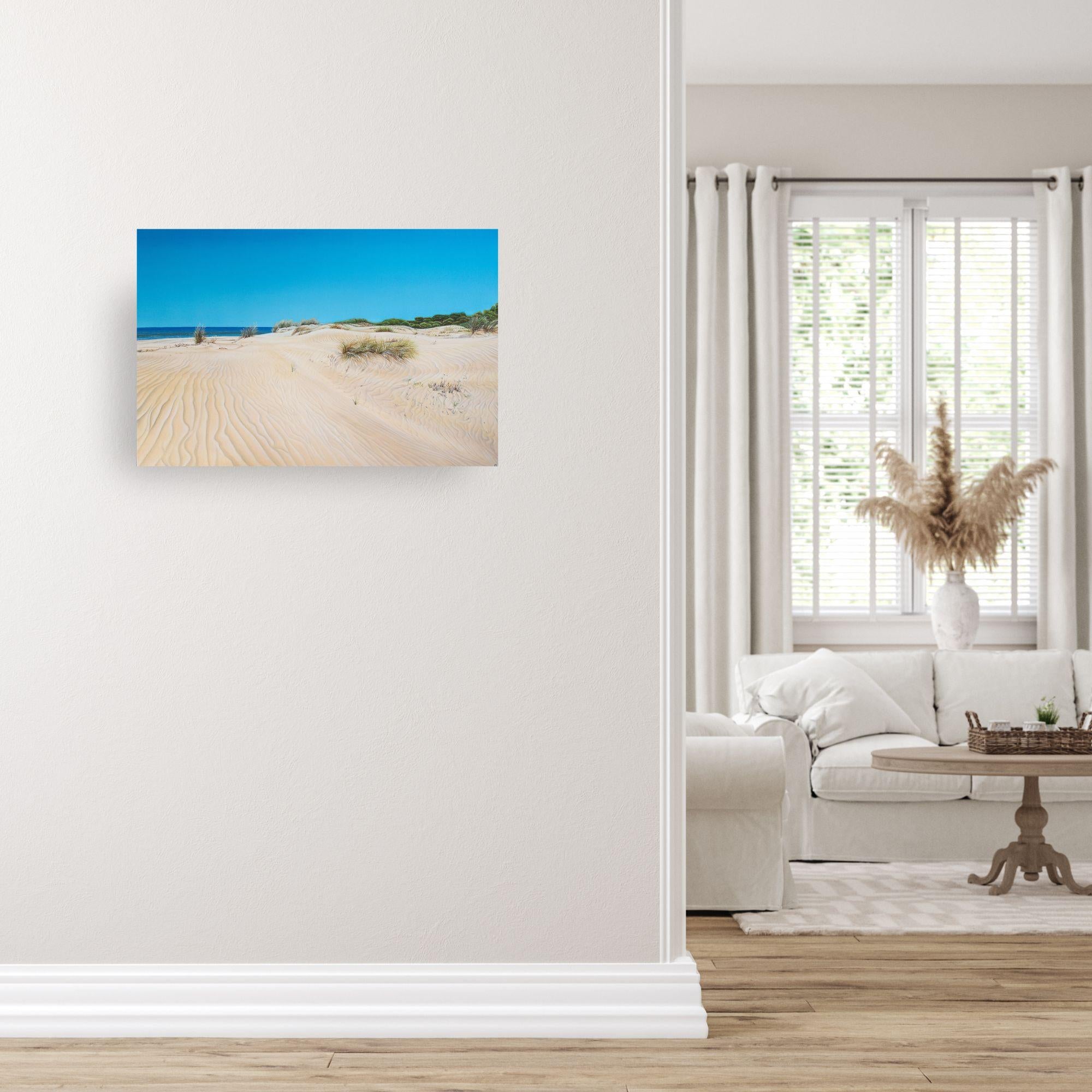 Dunas de arena -Pintura al óleo de paisaje marino de realismo original-Arte contemporáneo - Painting de Olga Calado