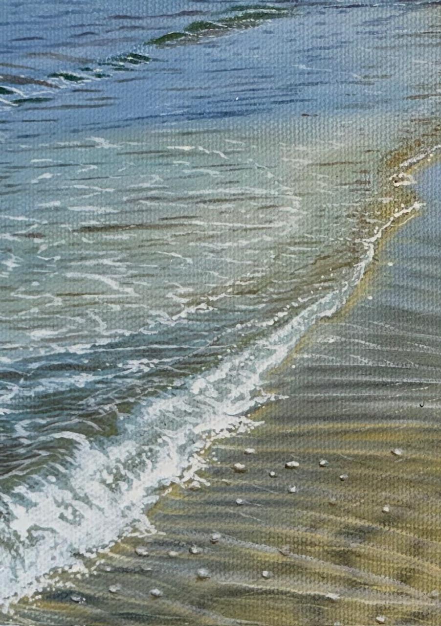 The Shore-original realism seascape oil painting-contemporary Art - Photoréalisme Painting par Olga Calado
