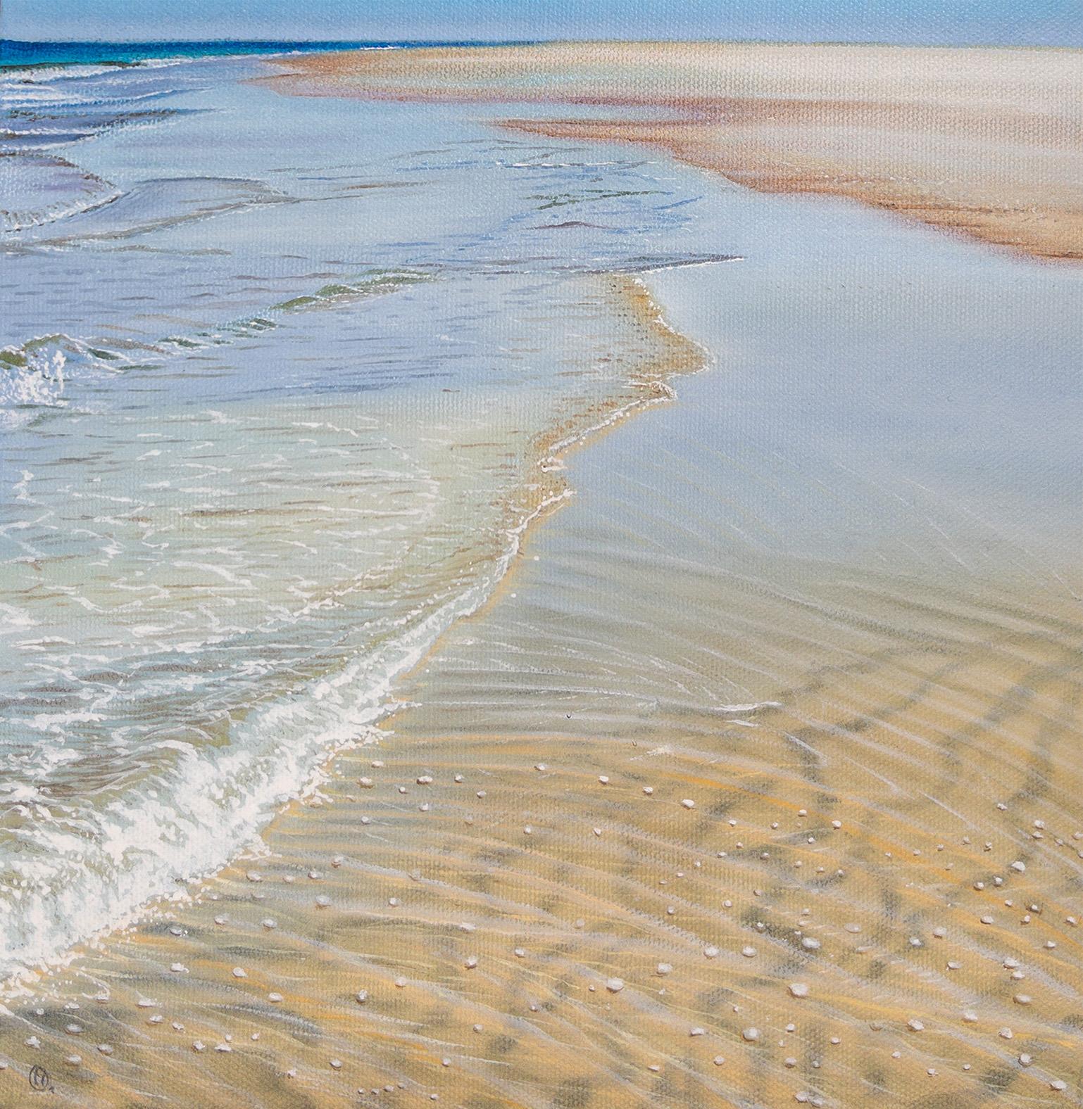 La orilla-Pintura al óleo de paisaje marino de realismo original-Arte contemporáneo