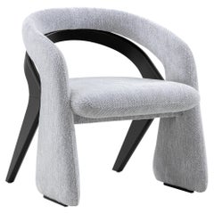 Olga Dining Chair in Black Wood Finish and Gray Fabric