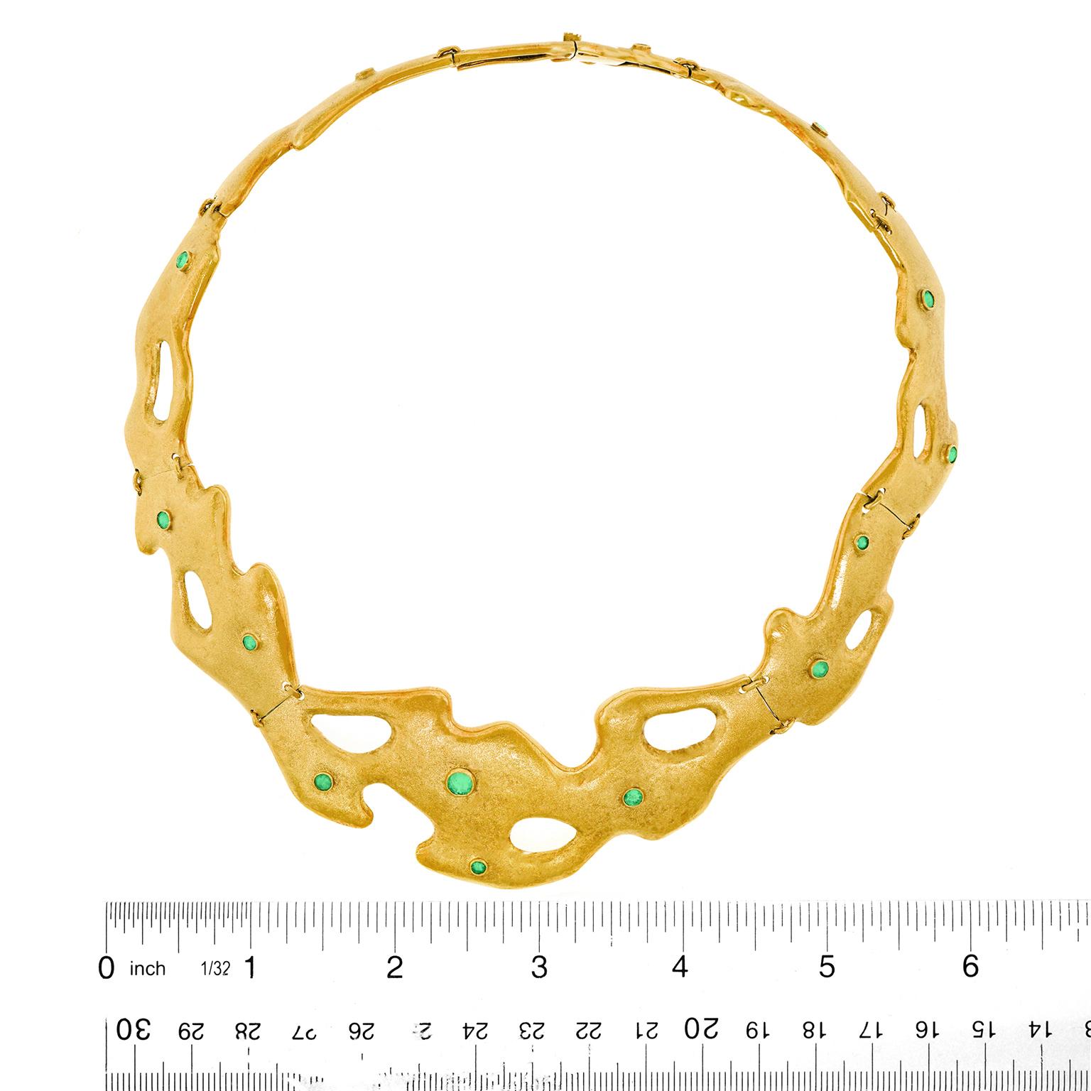 Olga Finzi Modernist Gold Necklace Milan Italy In Excellent Condition In Litchfield, CT