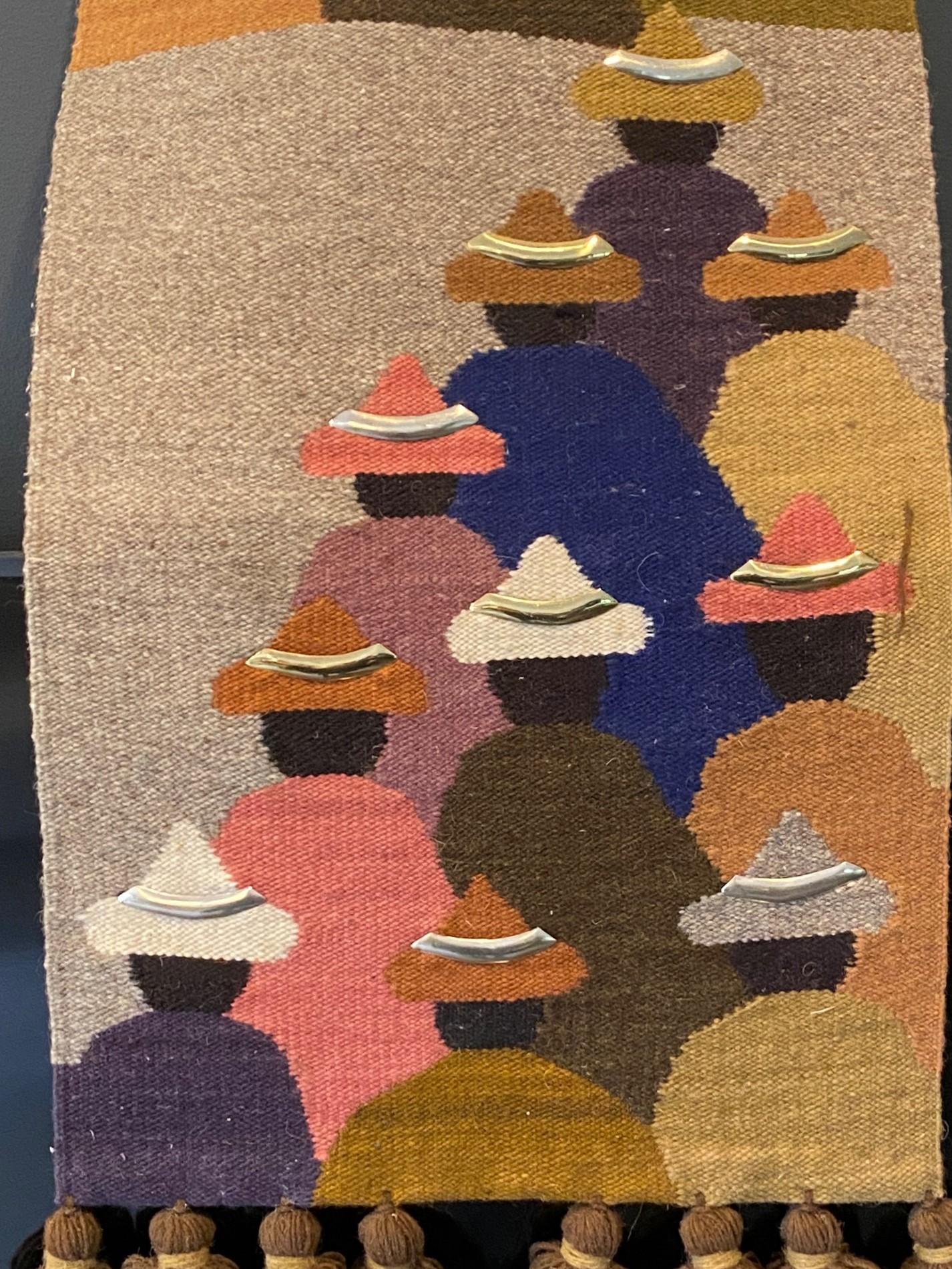 Mid-Century moderno Olga Fisch, arazzo da parete di arte popolare ecuadoriana intrecciata di metà secolo.