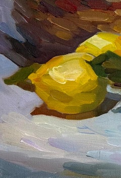 Still Life Lemons with a Basket, summer, vibrant, lemon, yellow, kitchen, dining