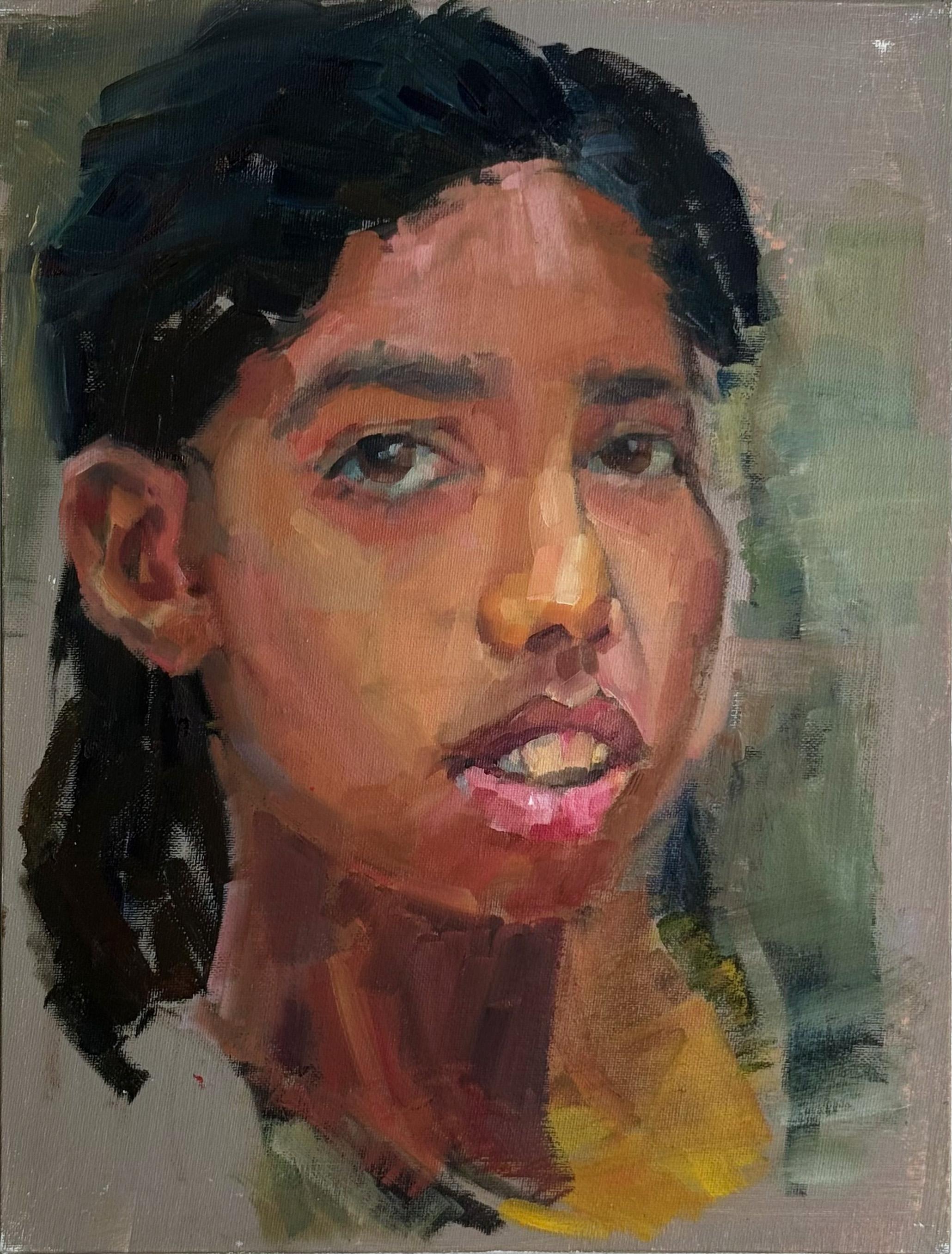 The Balinese Youth. Impressionism, realism, portrait, Asian girl, oriental, Bali