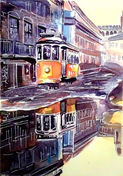 Orange Straßenbahn