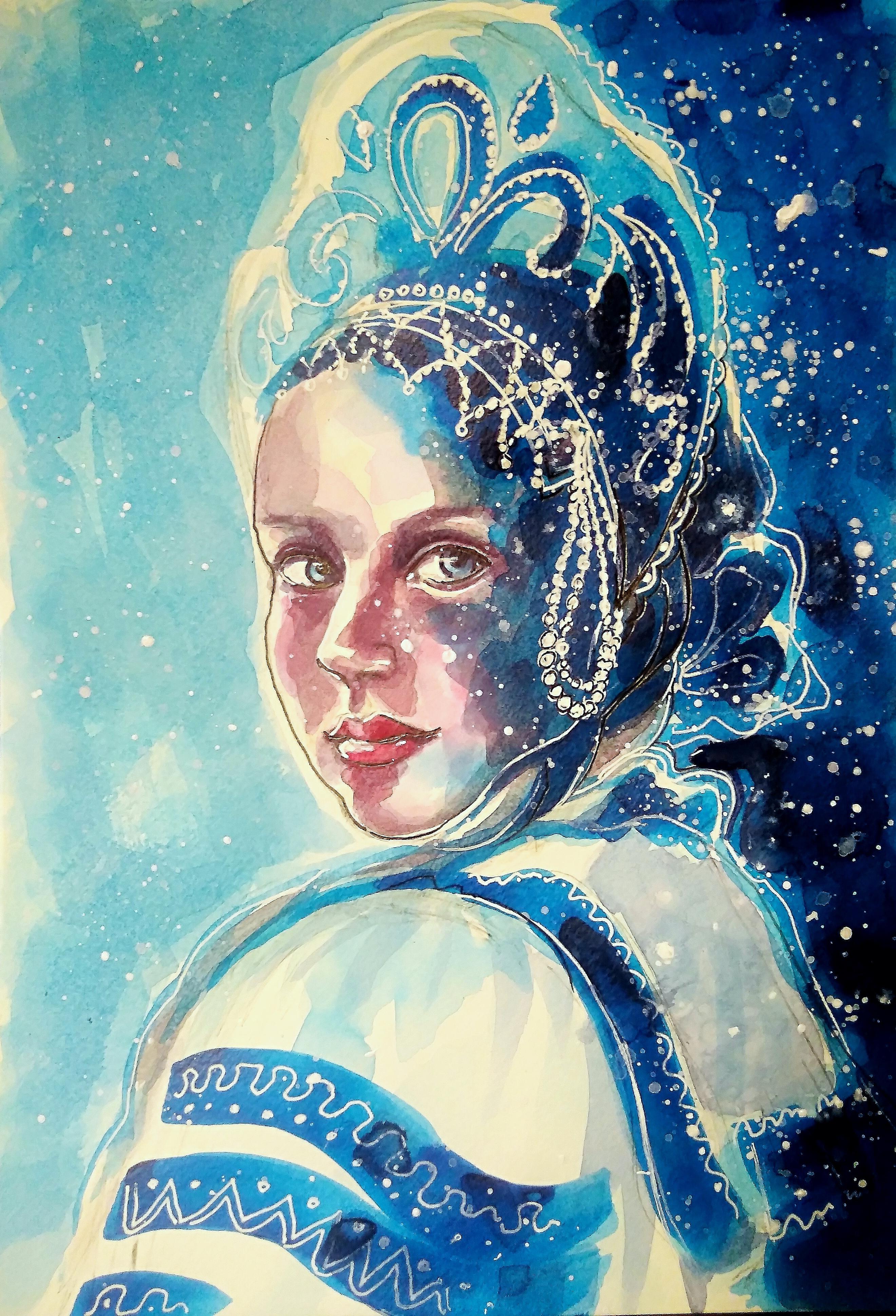 Snow Maiden - Painting by  Olga Kasatkina