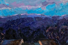 Almost Night - Landscape Oil Painting Red Green Brown Blue White Pink Purple