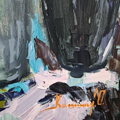 Moderno - Pittura ad olio di paesaggio Rosso Verde Marrone Blu Bianco Rosa Viola