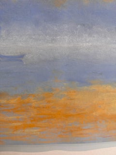 La costa al amanecer: pintura paisajística sobre papel artesanal, 58 x 73 cm