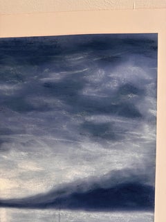 «La costa de noche»: pintura paisajística sobre papel artesanal, 58 x 73,5 cm, enmarcada