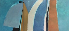 Regatta". Blue II" (Triptychon), Originalgemälde, Öl, zeitgenössisch