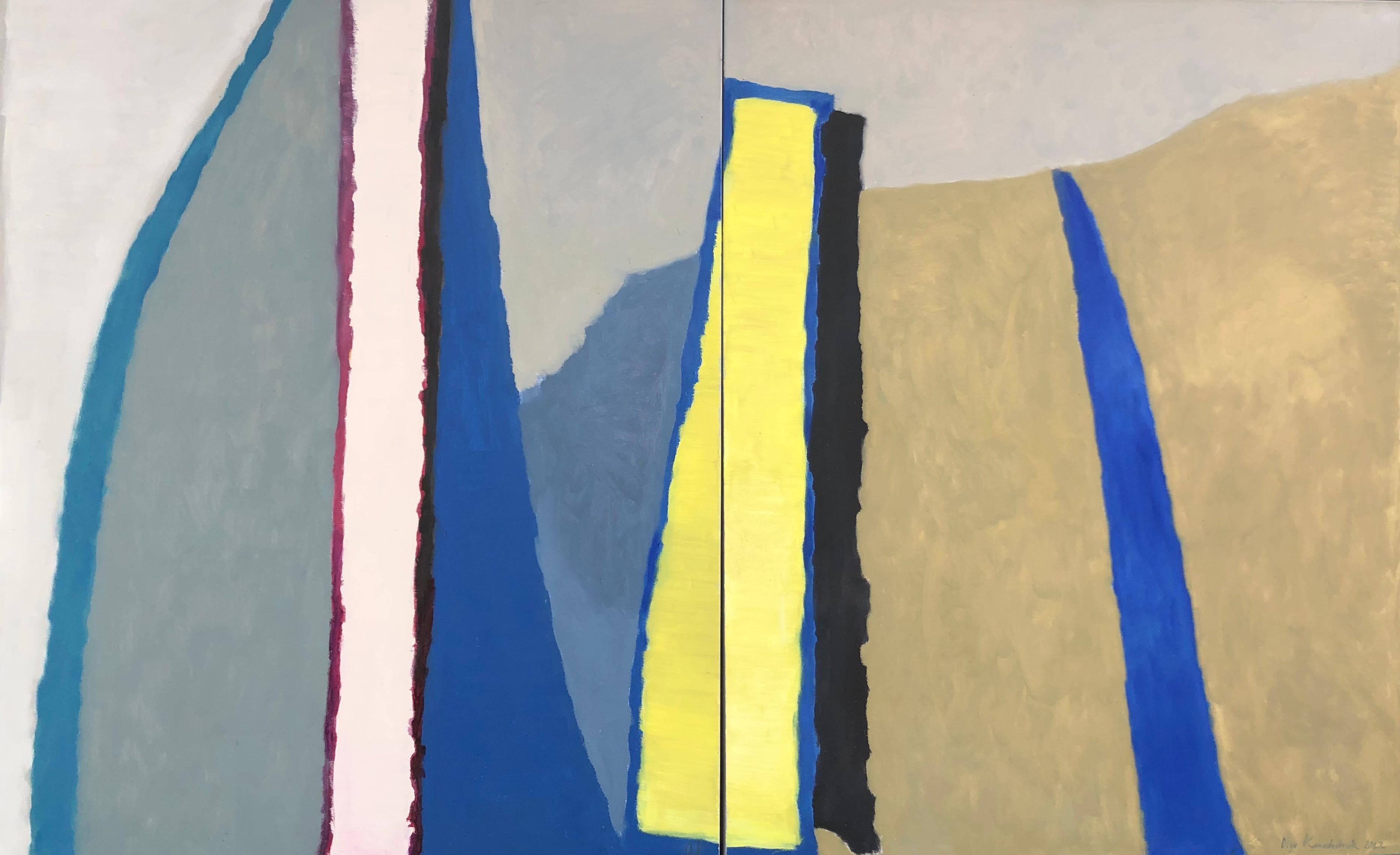 Der Geist des Helms. Regatta" (Diptychon), Originalgemälde, Öl – Painting von Olga Kono