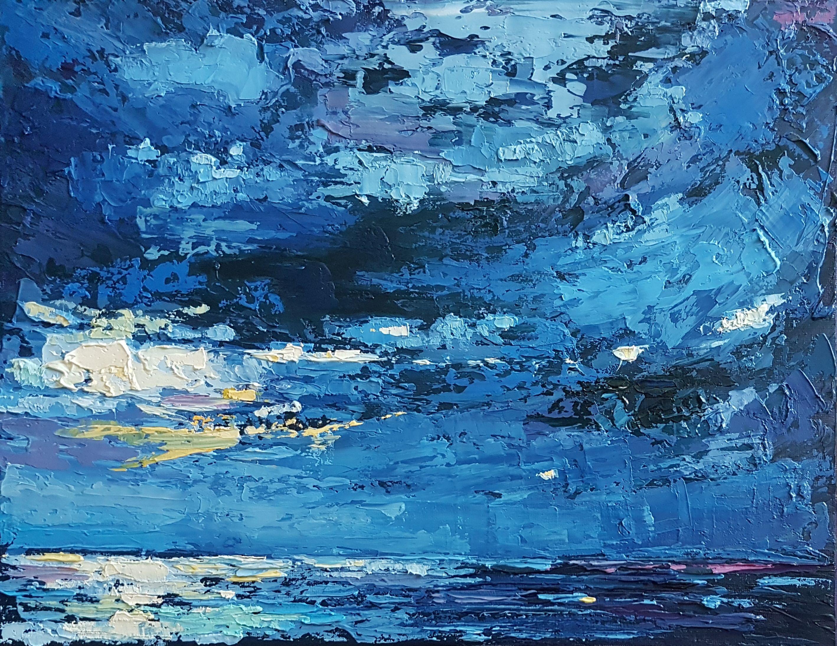 35x27.5x1.5 cm. One of a kind work. Sold with a certificate of Authenticity. Painted on canvas with the highest quality oil colors. This painting will be professionally packaged for safe travel. The colors may look a little bit different depending