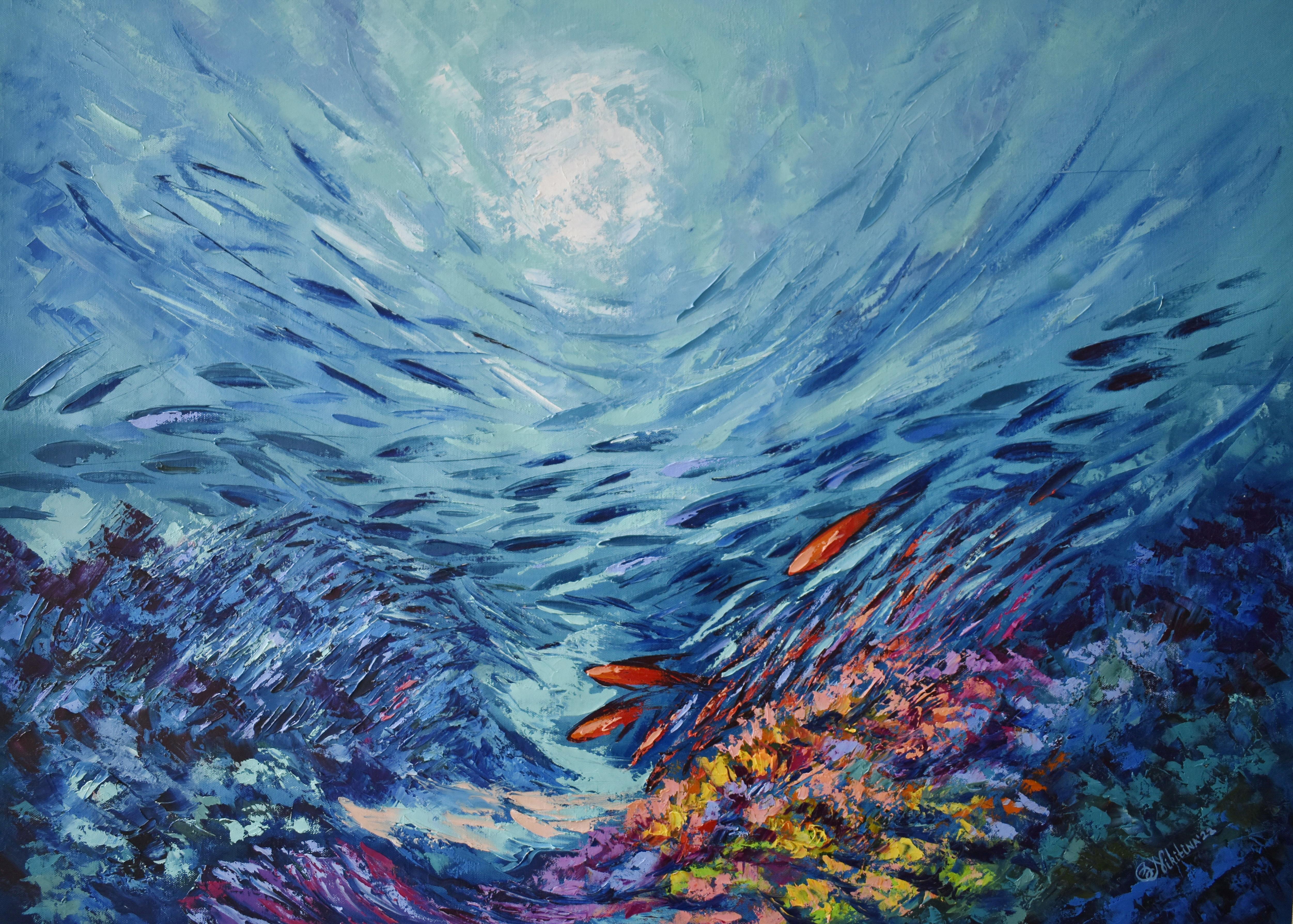 Olga Nikitina Landscape Painting - Abstract Coral Reef Original Art
