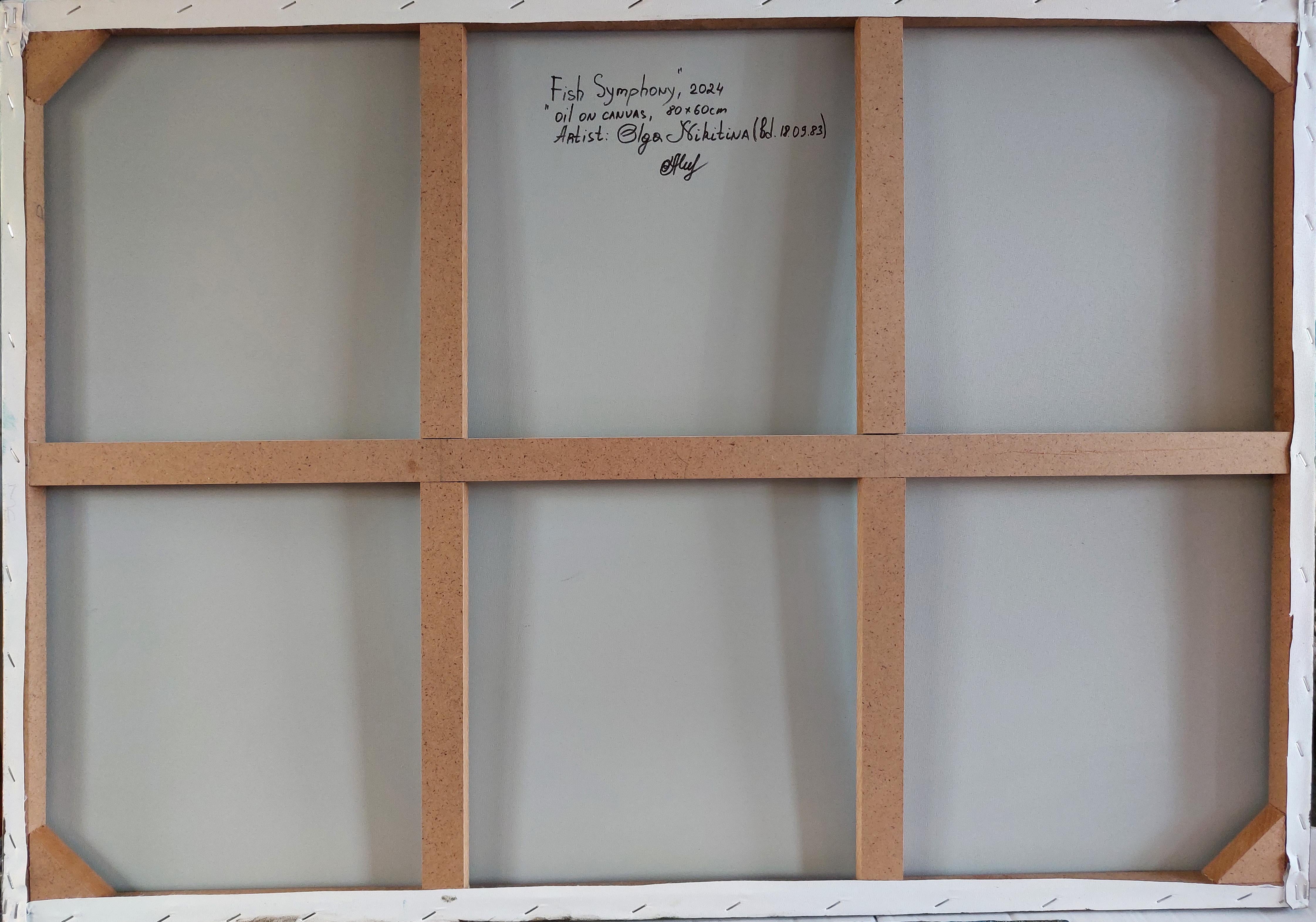 Pittura astratta di pesce Pittura della barriera corallina Impasto di pittura Tavolozza a coltello Arte in vendita 3