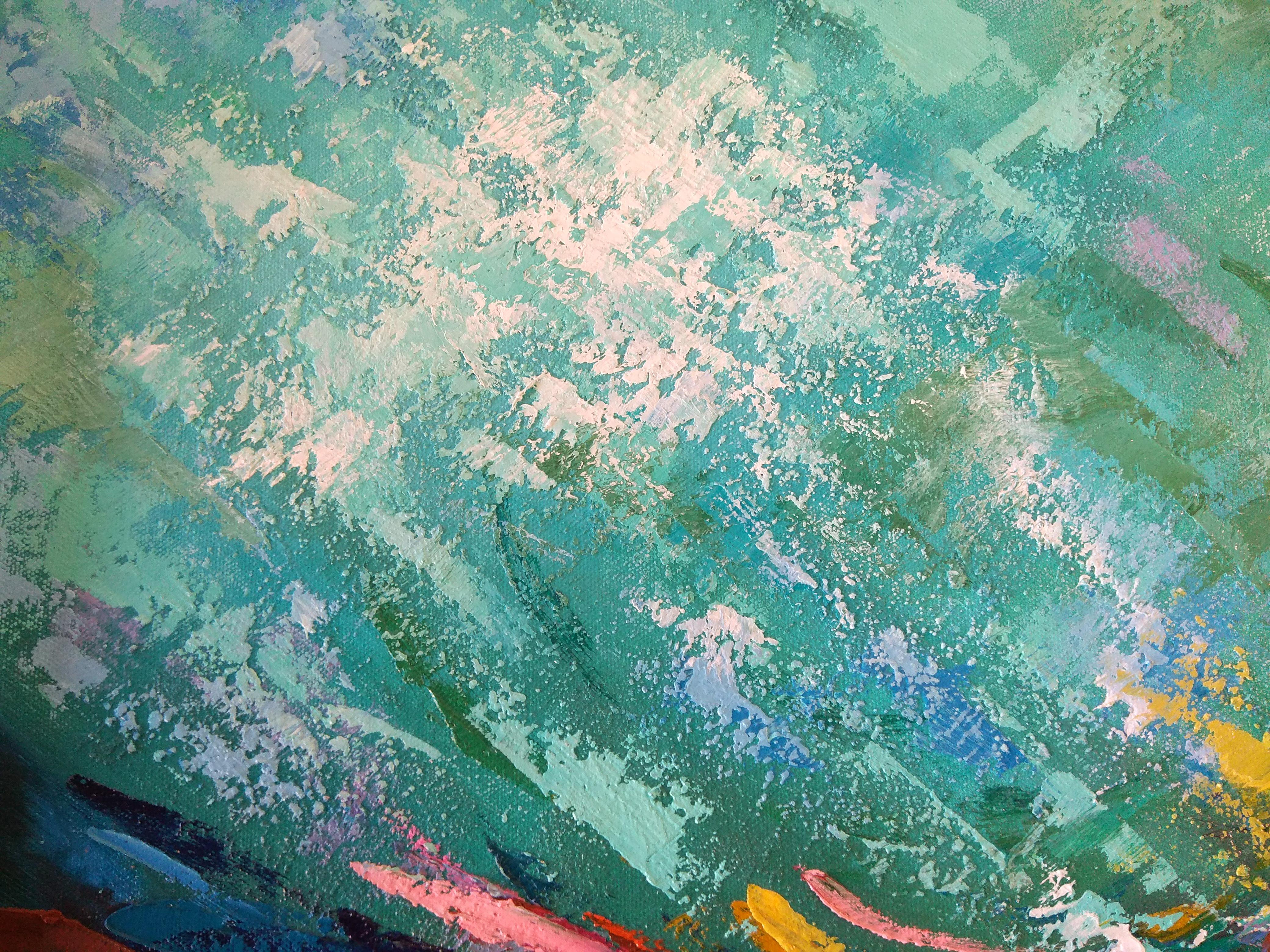 Pintura abstracta de peces Paisaje marino Arte oceánico 9