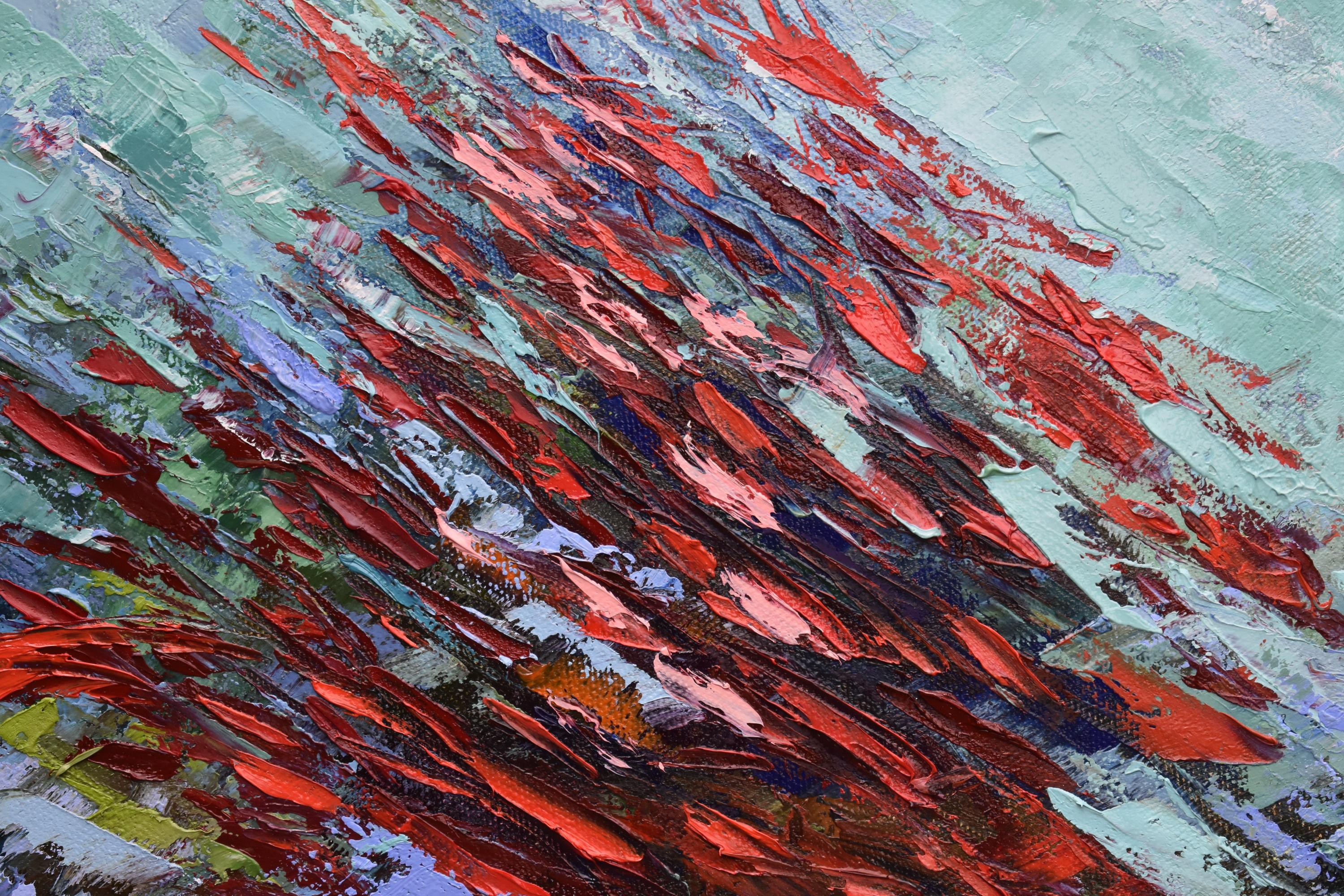 Korallen-Reef-Gemälde unter Wasser, Hawaii, Kunst Ozean (Abstrakter Expressionismus), Painting, von Olga Nikitina