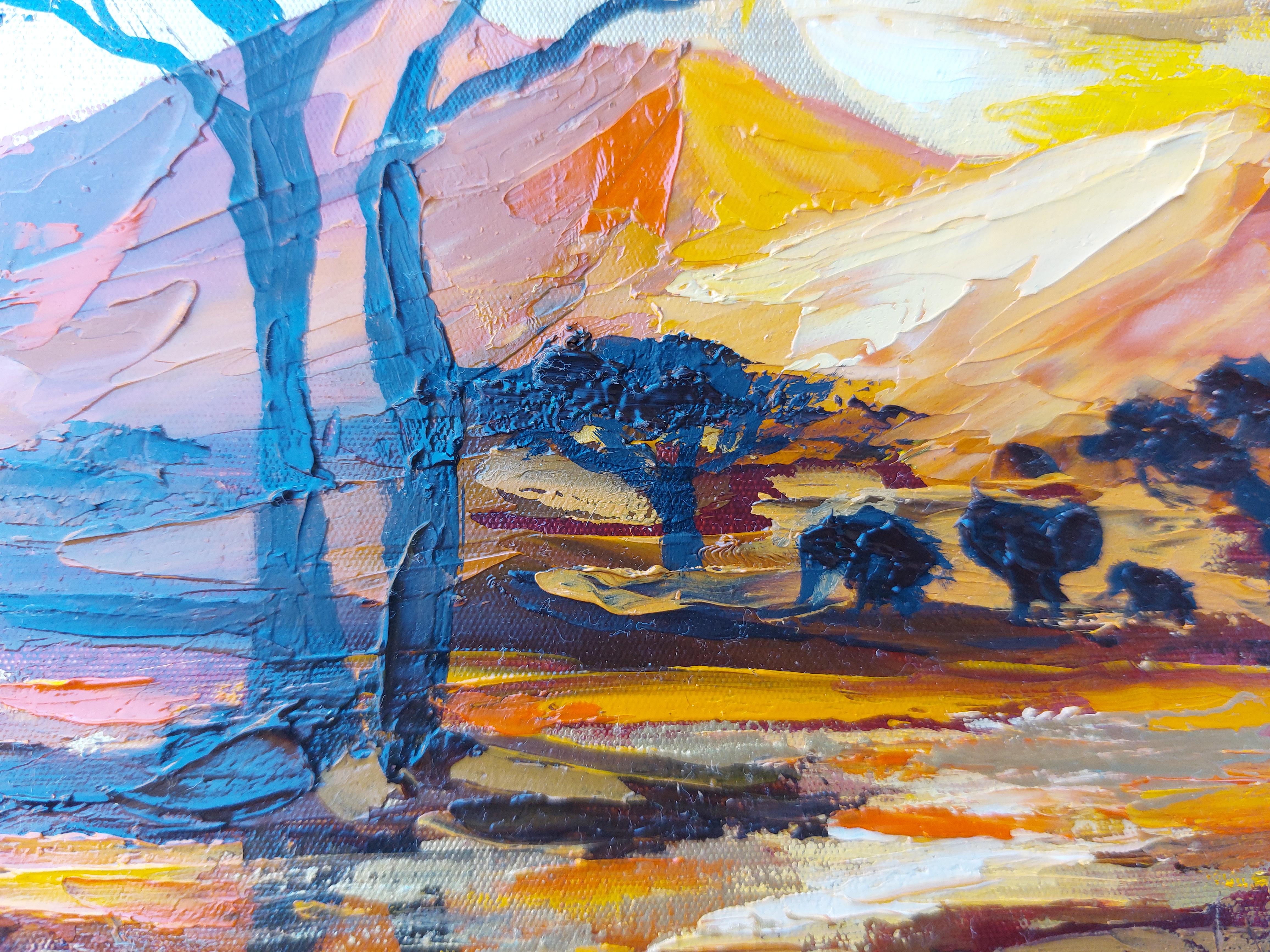 African Landscape Painting Savannah Original Art 2