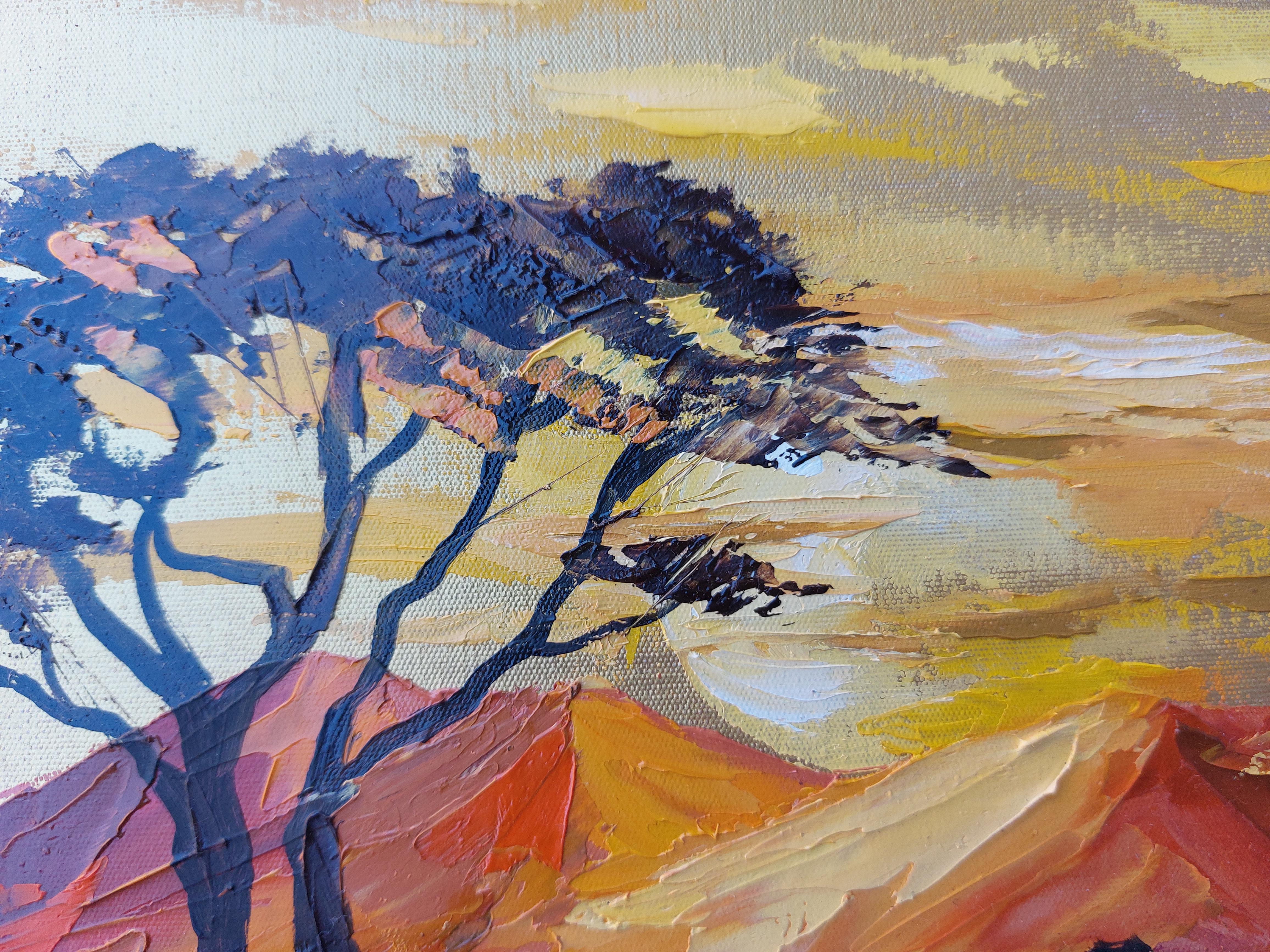 African Landscape Painting Savannah Original Art 3