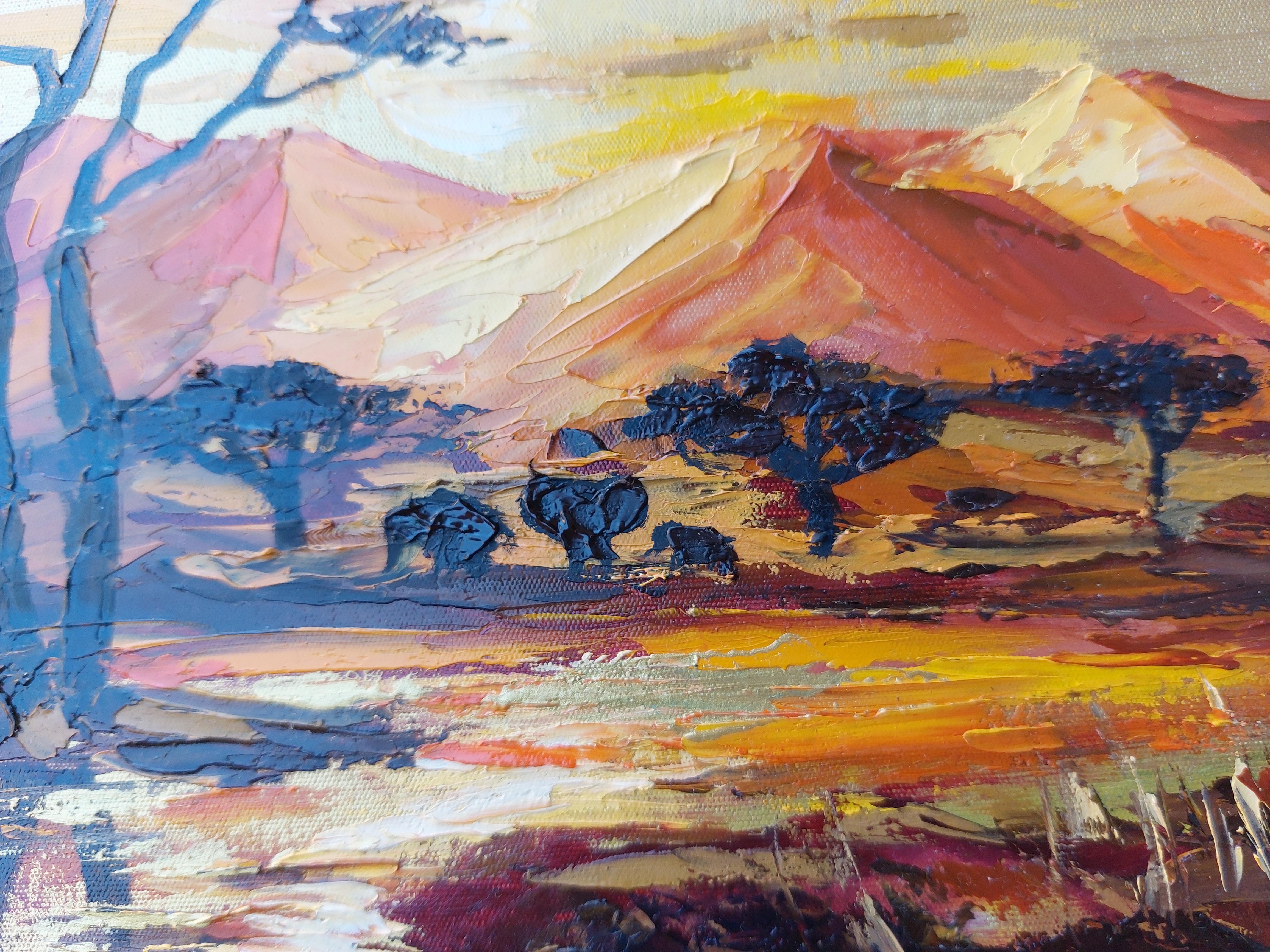 African Landscape Painting Savannah Original Art 4