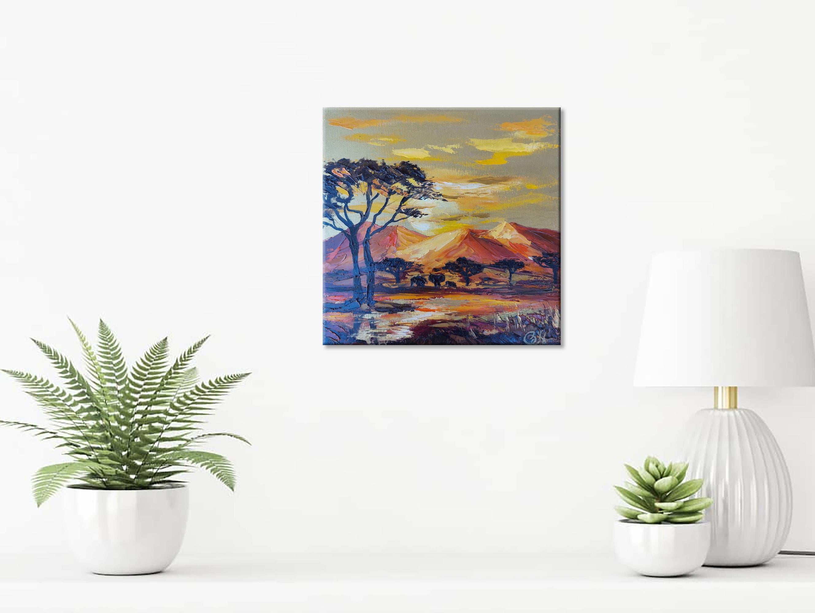 African Landscape Painting Savannah Original Art 5